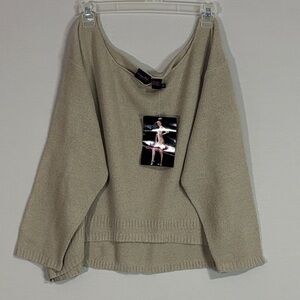 Shape Fx Knitwear 3X Oversized Boatneck Dolman Sweater Oatmeal High-Low Hem